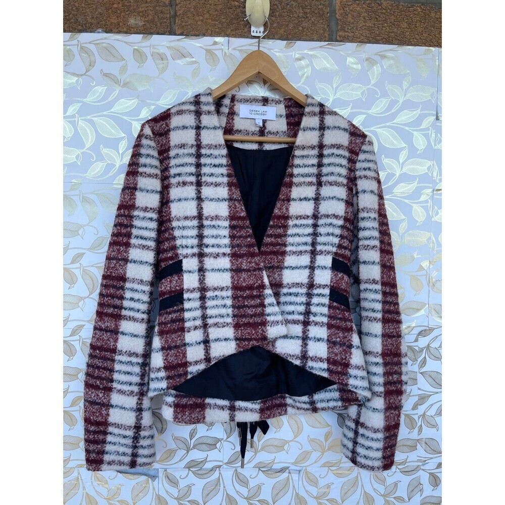 Derek Lam 10 Crosby Plaid Mohair Alpaca Wool Jacket 6 Dark Academia Grandmacore